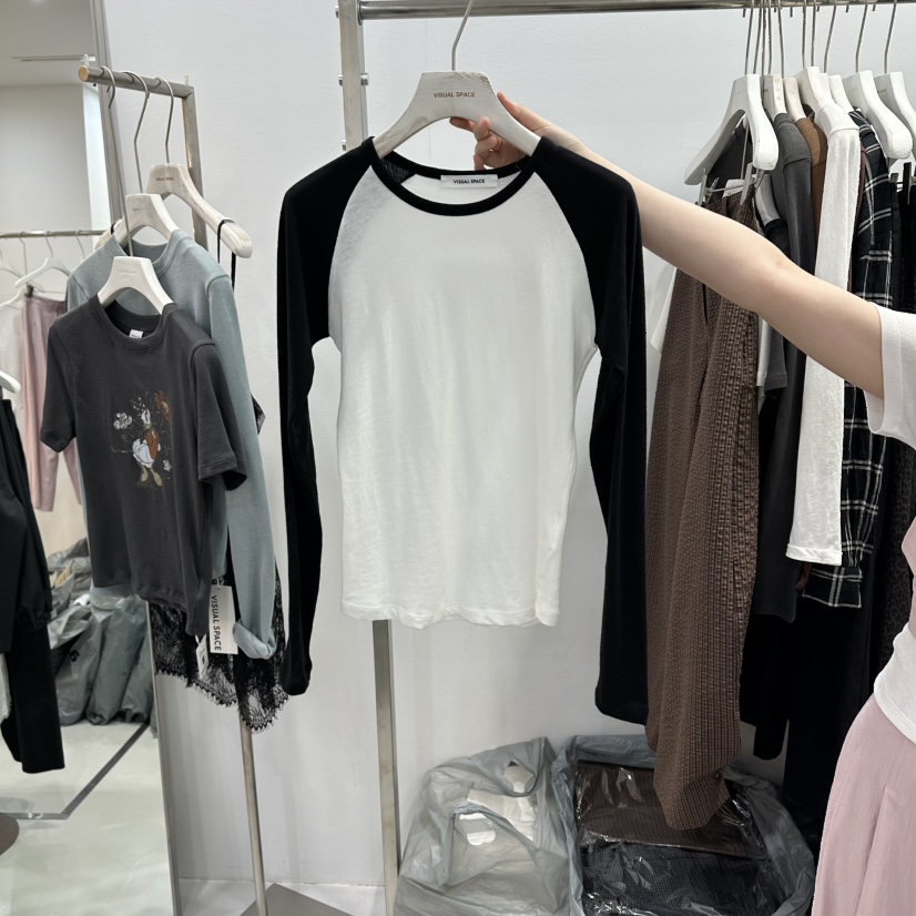 VISUAL SPACE/PAGE92/FLEISCHER東大門代購女裝新品推薦長袖T恤插肩袖VISUAL SPACE/PAGE92/FLEISCHER長袖T恤圖色3