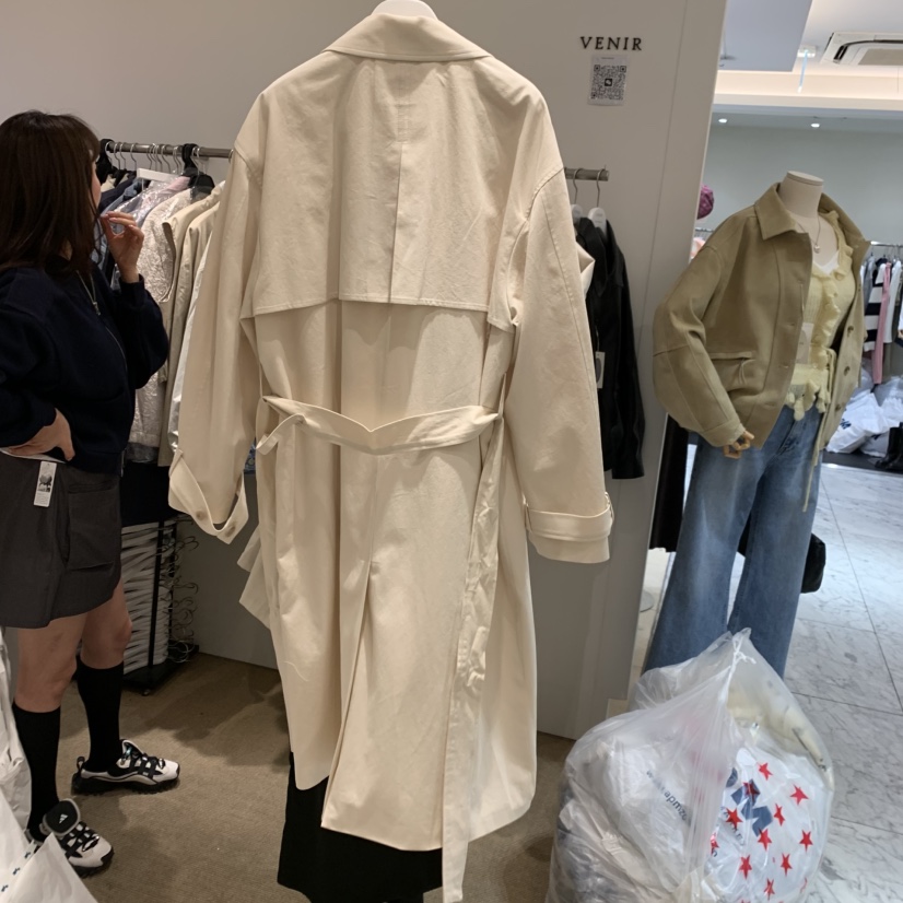 VENIR-a韓國直郵女裝新款26春夏職業人氣長款風衣含腰帶VENIR-a長款風衣