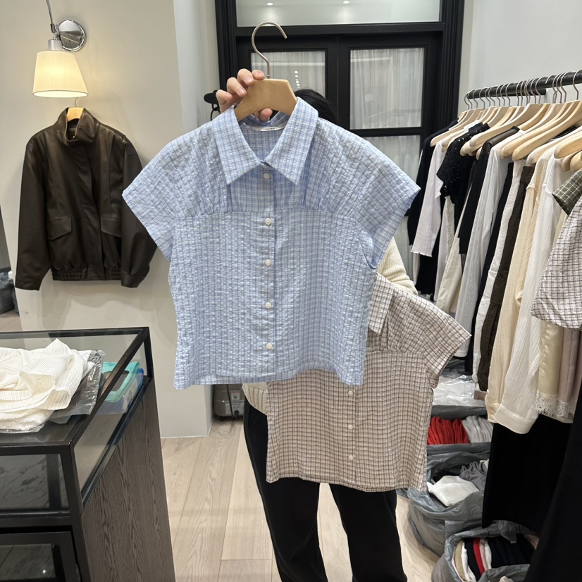 NOTTINGHAM/AVECNOUS/MODEST韓國直郵女士新品職業襯衫蕾絲衫格紋褶皺NOTTINGHAM/AVECNOUS/MODEST襯衫/蕾絲衫圖色3