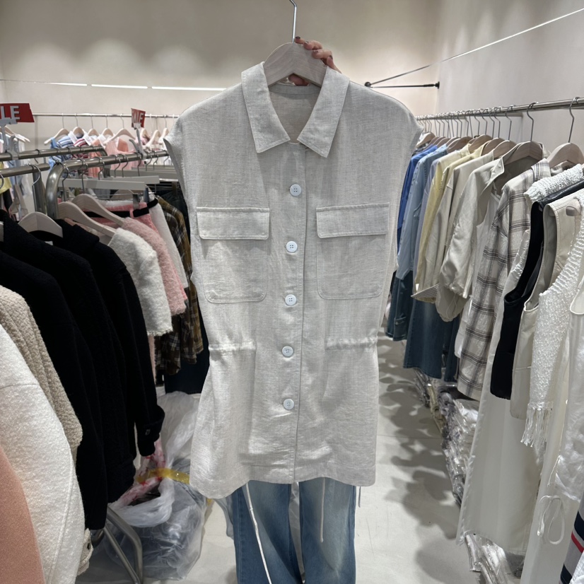 Color B東大門實拍女裝新品26春夏職業時尚人氣馬甲亞麻布Color B馬甲圖色1