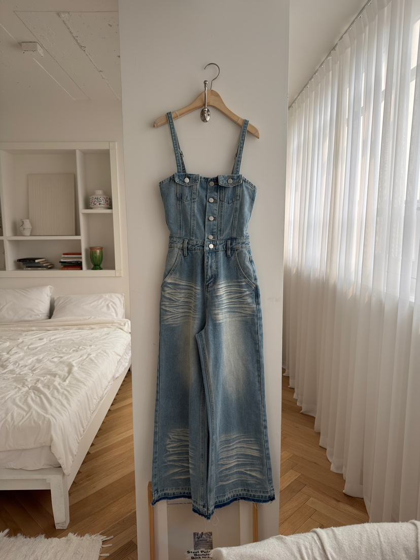 JOURNEY韓國代購女士新品職業人氣時尚休閑背帶褲水洗牛仔布JOURNEY背帶褲圖色1