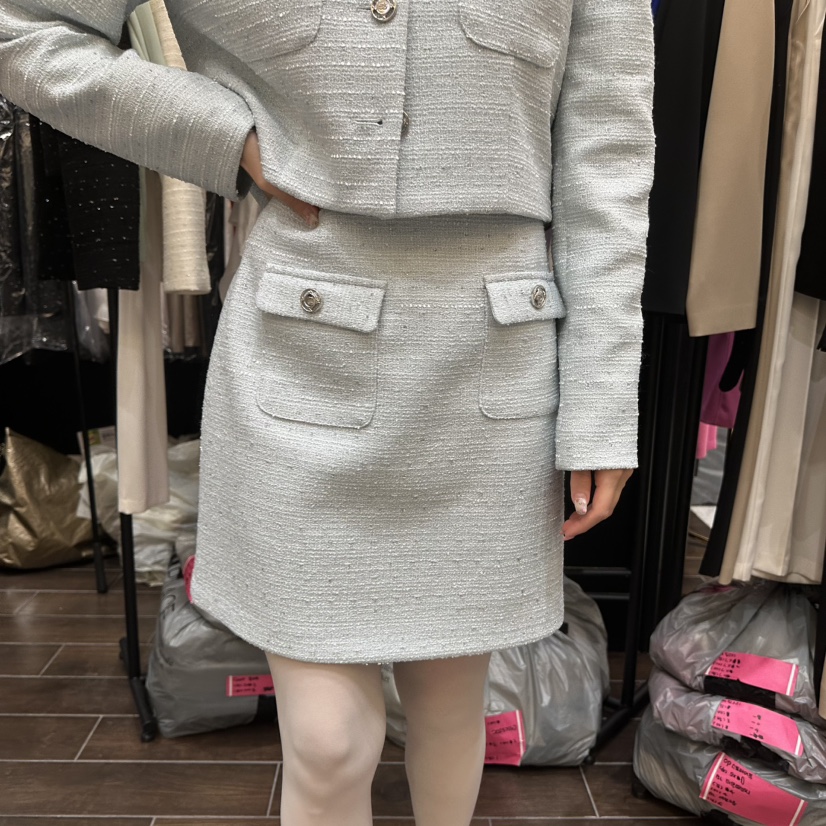 HERISH東大門實拍女裝新品真品職業26春夏熱賣人氣時尚短裙Herish短裙圖色1淡藍色