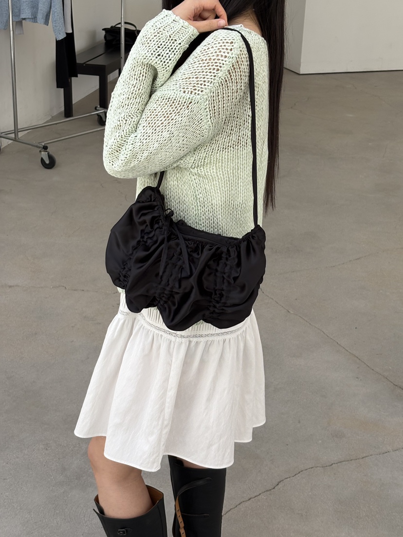 Verbena韓國直郵女士新品休閑人氣26春夏真品單肩斜跨包褶皺Verbena單肩/斜跨包