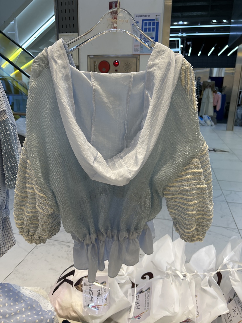 ECHOPARTY韓國直郵實拍女士新品休閑時尚襯衫蕾絲衫連帽衫ECHOPARTY襯衫/蕾絲衫