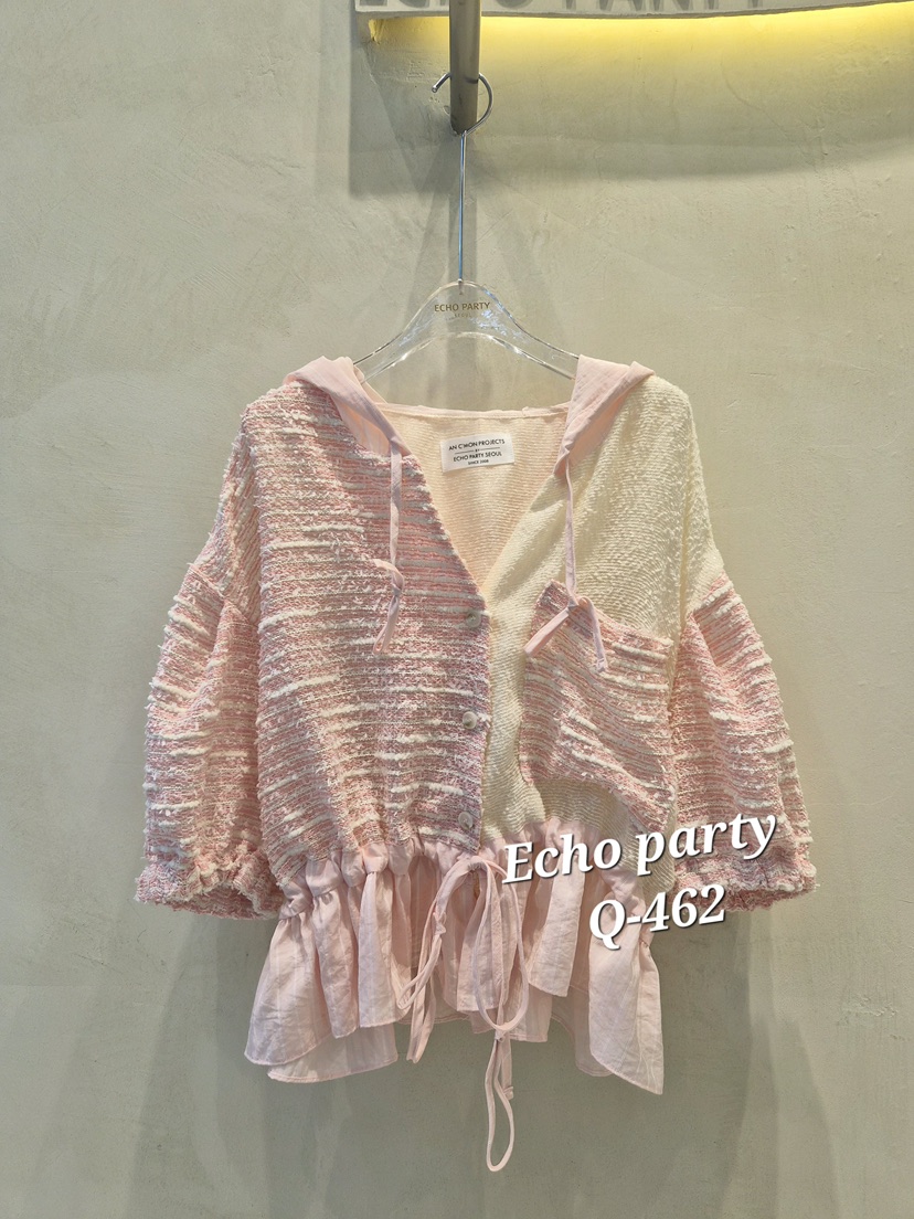 ECHOPARTY韓國直郵實拍女士新品休閑時尚襯衫蕾絲衫連帽衫ECHOPARTY襯衫/蕾絲衫圖色1