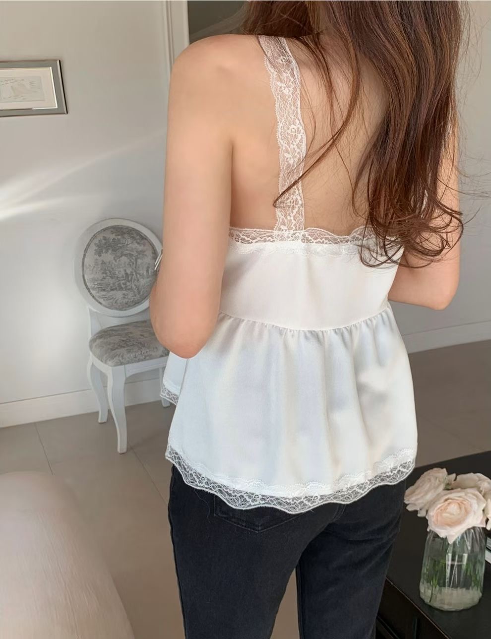 BUSTLING韓國代購女裝新品推薦人氣休閑時尚吊帶背心緞面BUSTLING吊帶/背心