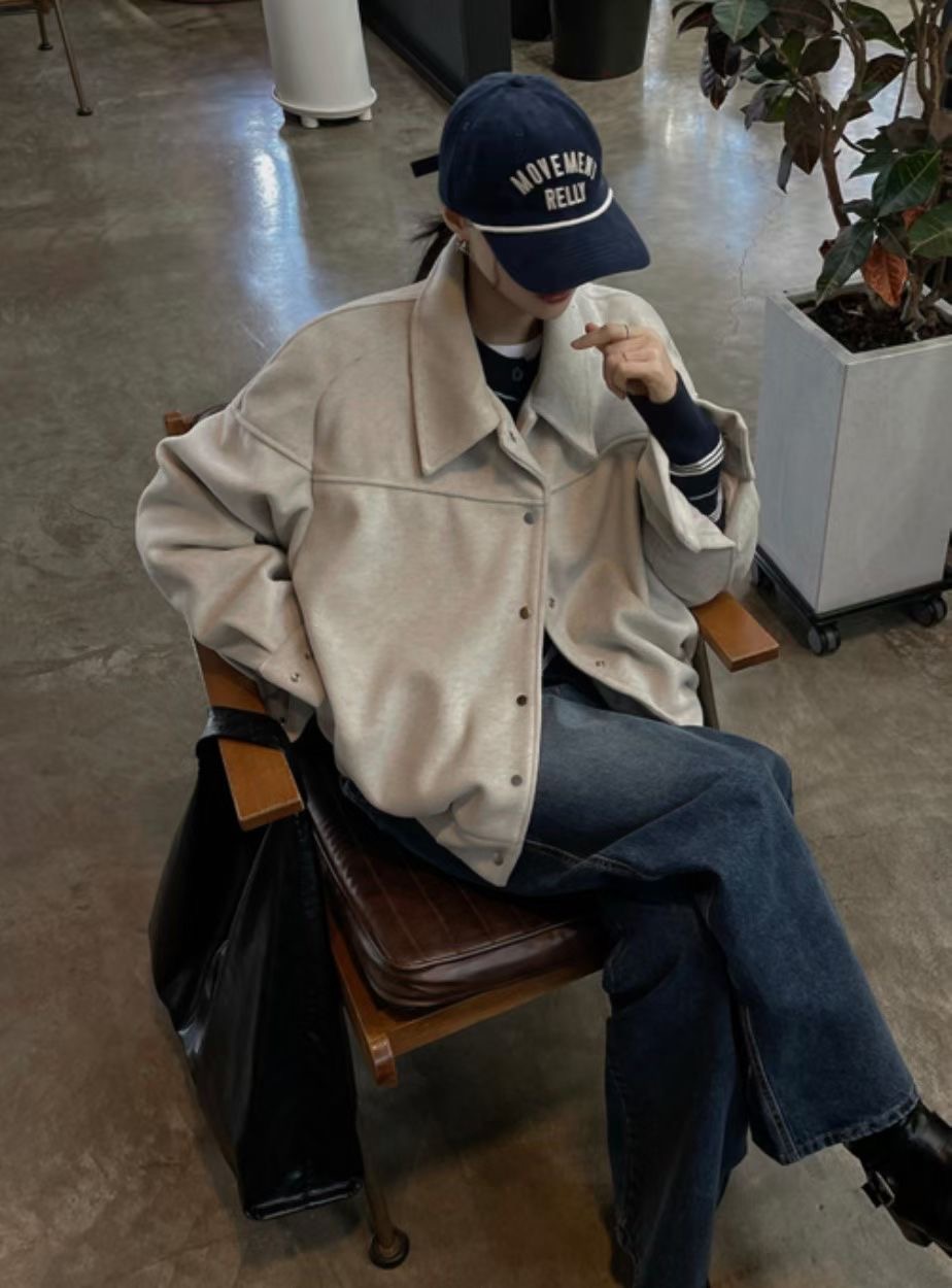 BUSTLING韓國代購女裝新款職業休閑推薦人氣熱賣夾克羊毛BUSTLING夾克