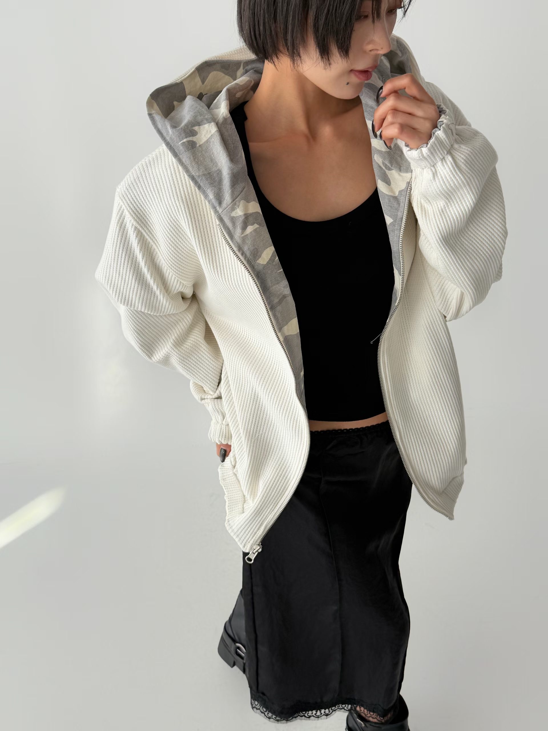 BUSTLING韓國東大門直郵女士新款休閑夾克兩面穿拉鏈迷彩雙面BUSTLING夾克