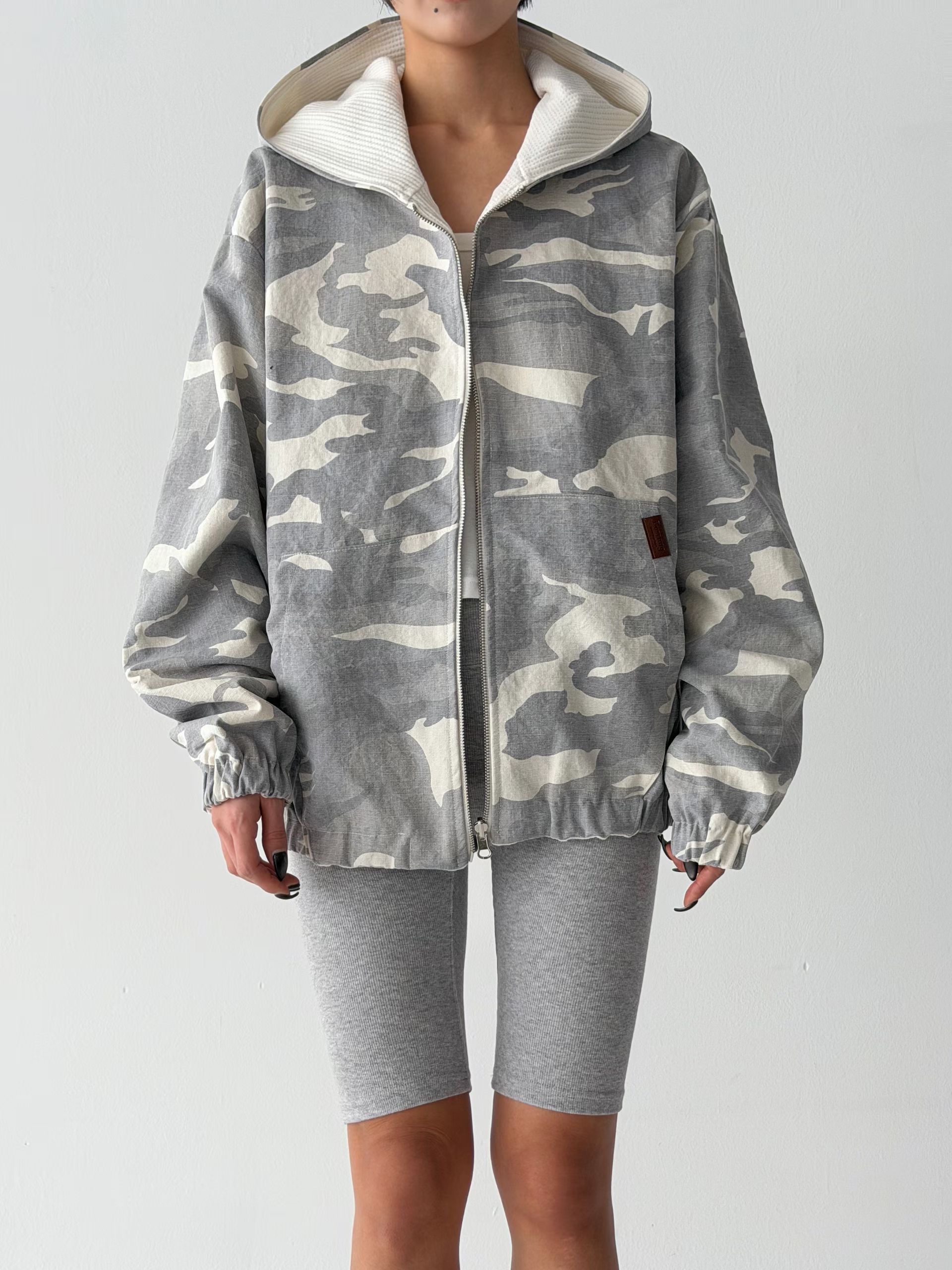 BUSTLING韓國東大門直郵女士新款休閑夾克兩面穿拉鏈迷彩雙面BUSTLING夾克圖色2