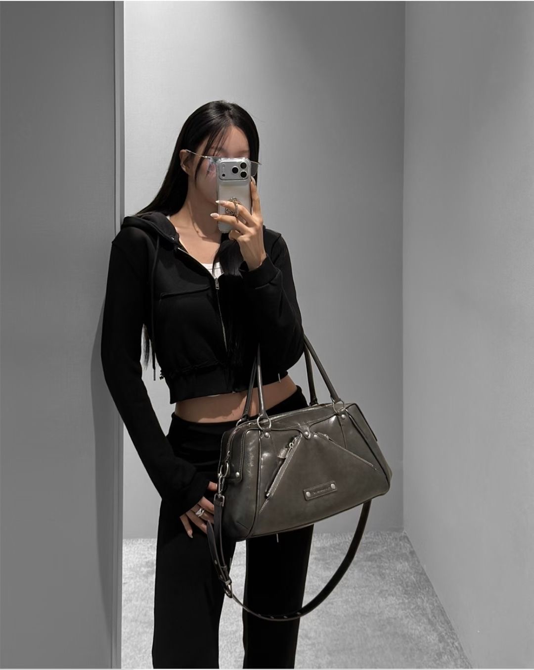 BUSTLING韓國代購女裝新品熱賣推薦休閑夾克連帽衫水洗拉鏈BUSTLING夾克