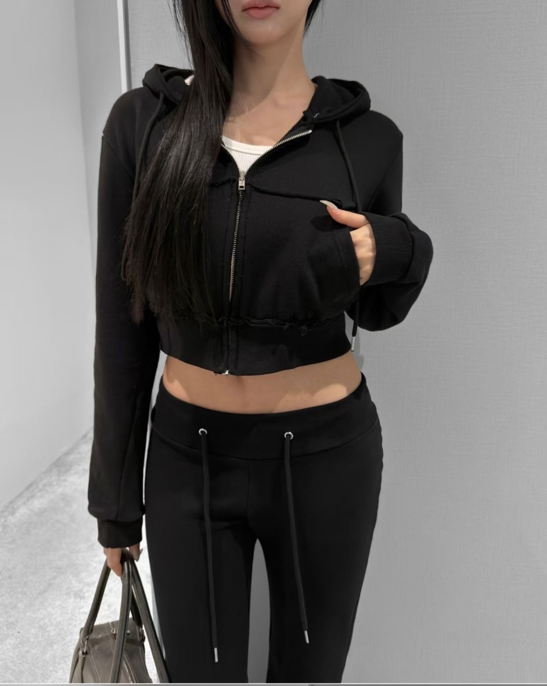 BUSTLING韓國代購女裝新品熱賣推薦休閑夾克連帽衫水洗拉鏈BUSTLING夾克圖色1