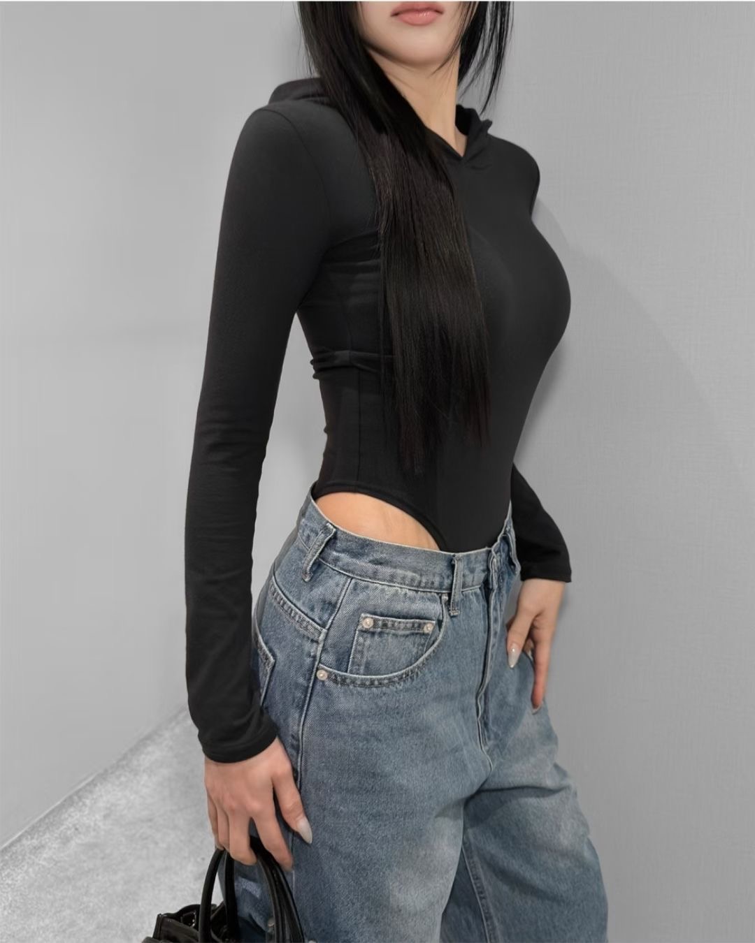 BUSTLING韓國直郵女士新品熱賣休閑人氣26春夏長袖T恤連帽BUSTLING長袖T恤