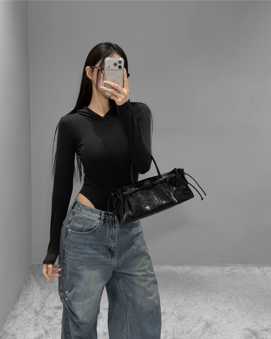 BUSTLING韓國直郵女士新品熱賣休閑人氣26春夏長袖T恤連帽BUSTLING長袖T恤圖色2