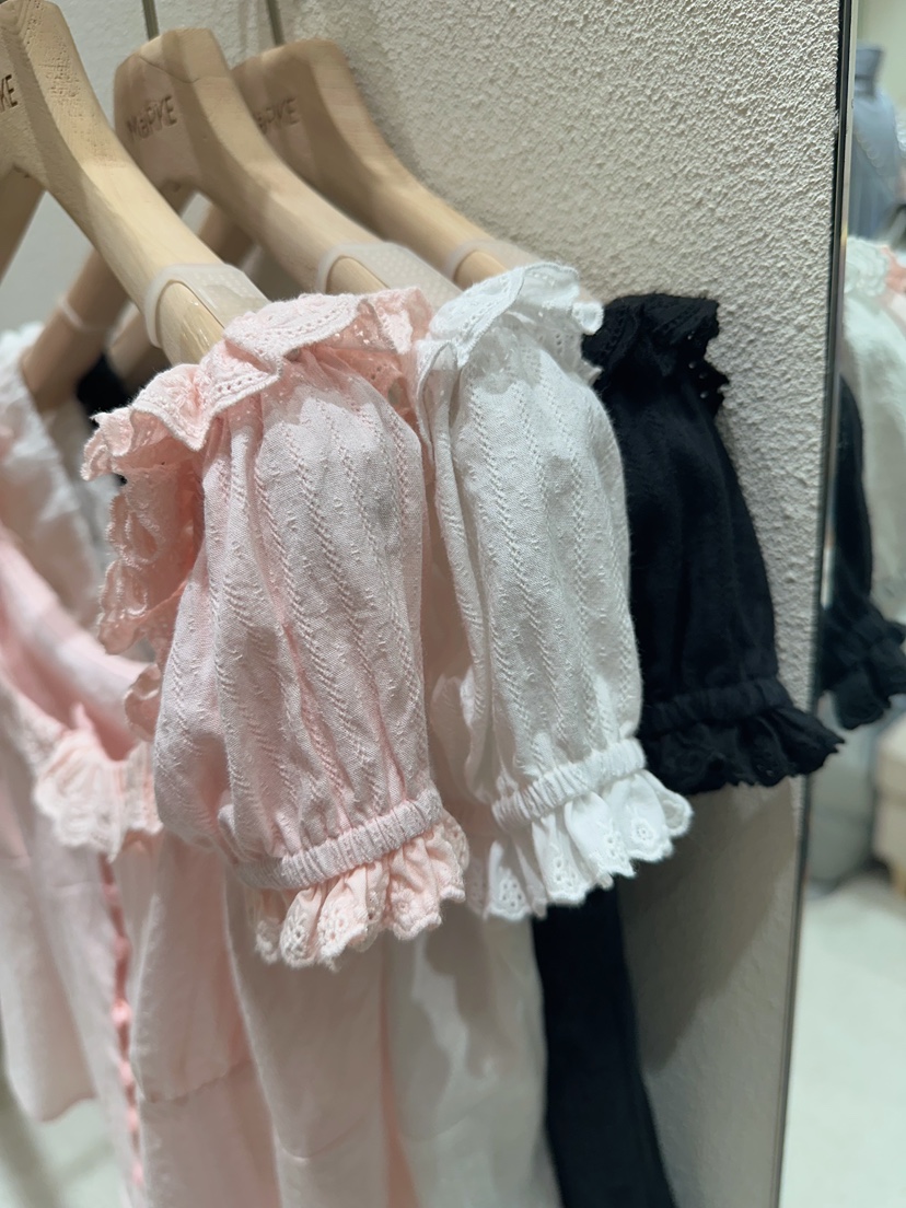 MARKE-P韓國代購女裝新款26春夏休閑熱賣襯衫蕾絲衫泡泡袖MARKE-P襯衫/蕾絲衫