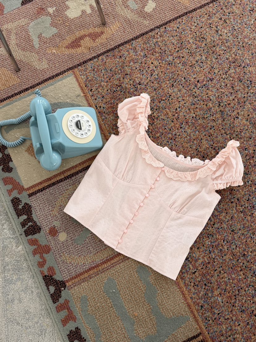 MARKE-P韓國代購女裝新款26春夏休閑熱賣襯衫蕾絲衫泡泡袖MARKE-P襯衫/蕾絲衫