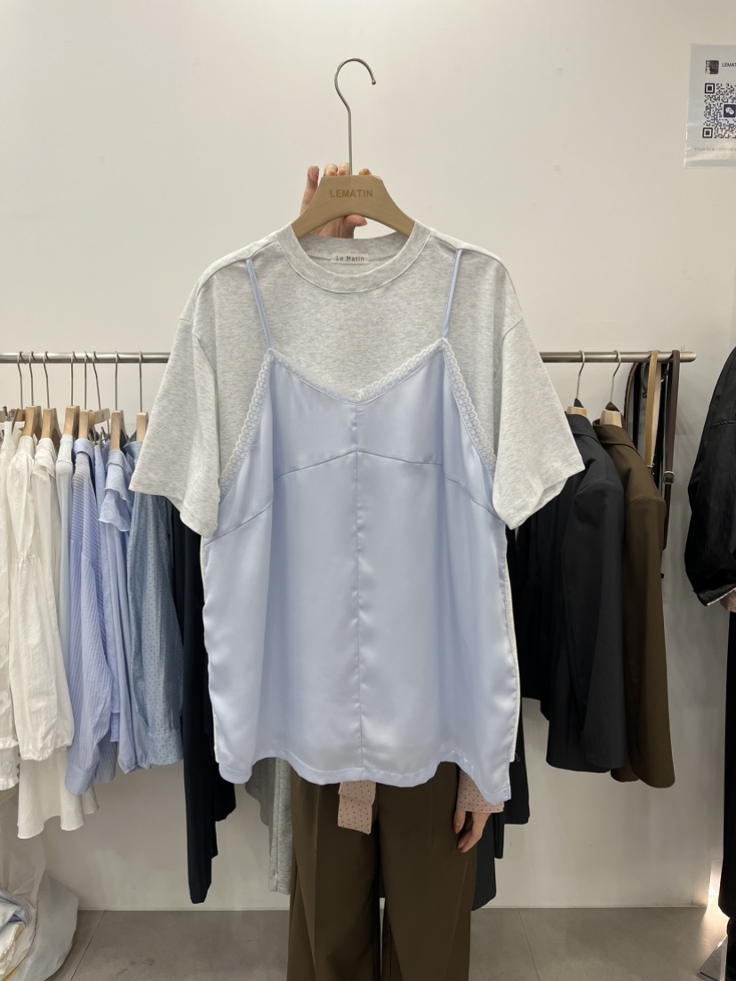 LEMATIN韓國東大門直郵女士新款職業熱賣26春夏人氣T恤緞面LEMATINT恤圖色2