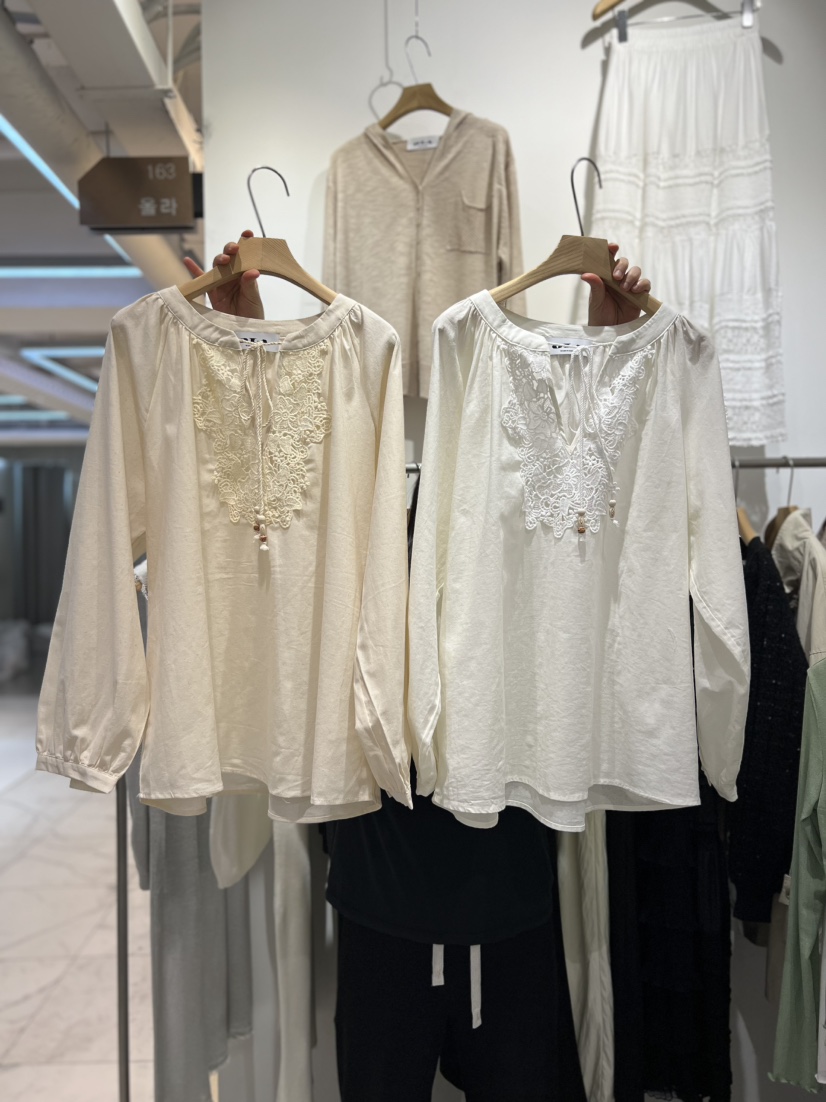 OLA韓國代購女裝新款休閑推薦26春夏熱賣人氣時尚襯衫蕾絲衫mellor/OLA襯衫/蕾絲衫