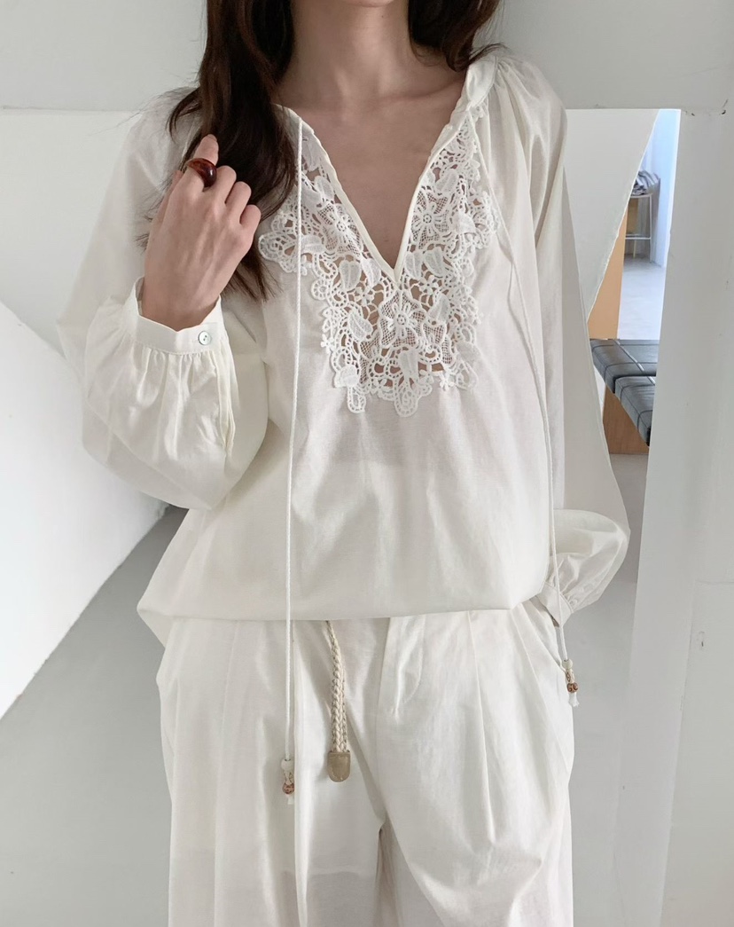 OLA韓國代購女裝新款休閑推薦26春夏熱賣人氣時尚襯衫蕾絲衫mellor/OLA襯衫/蕾絲衫