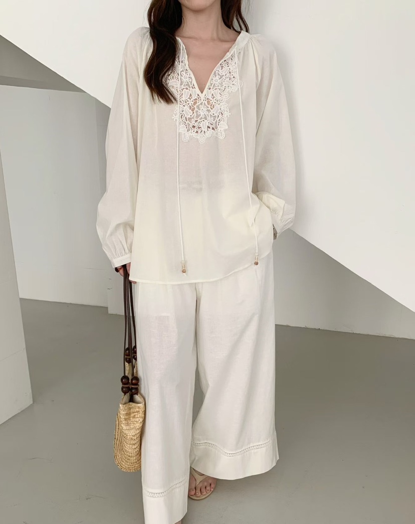 OLA韓國代購女裝新款休閑推薦26春夏熱賣人氣時尚襯衫蕾絲衫mellor/OLA襯衫/蕾絲衫