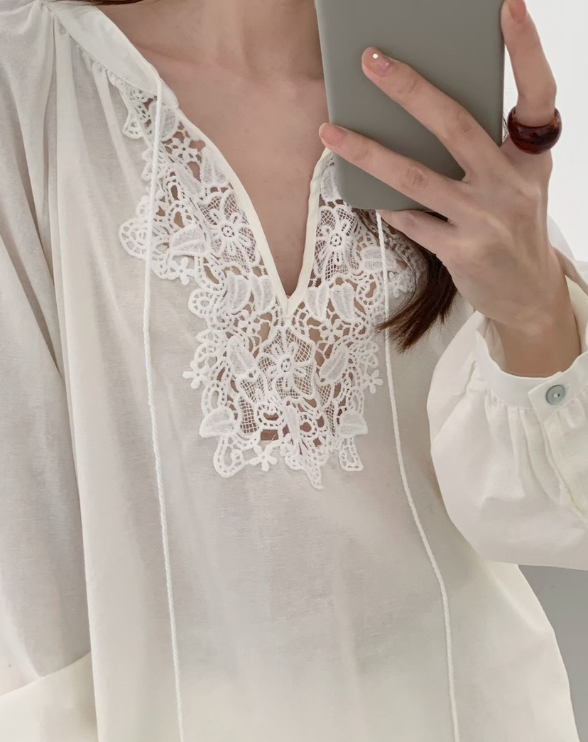 OLA韓國代購女裝新款休閑推薦26春夏熱賣人氣時尚襯衫蕾絲衫mellor/OLA襯衫/蕾絲衫