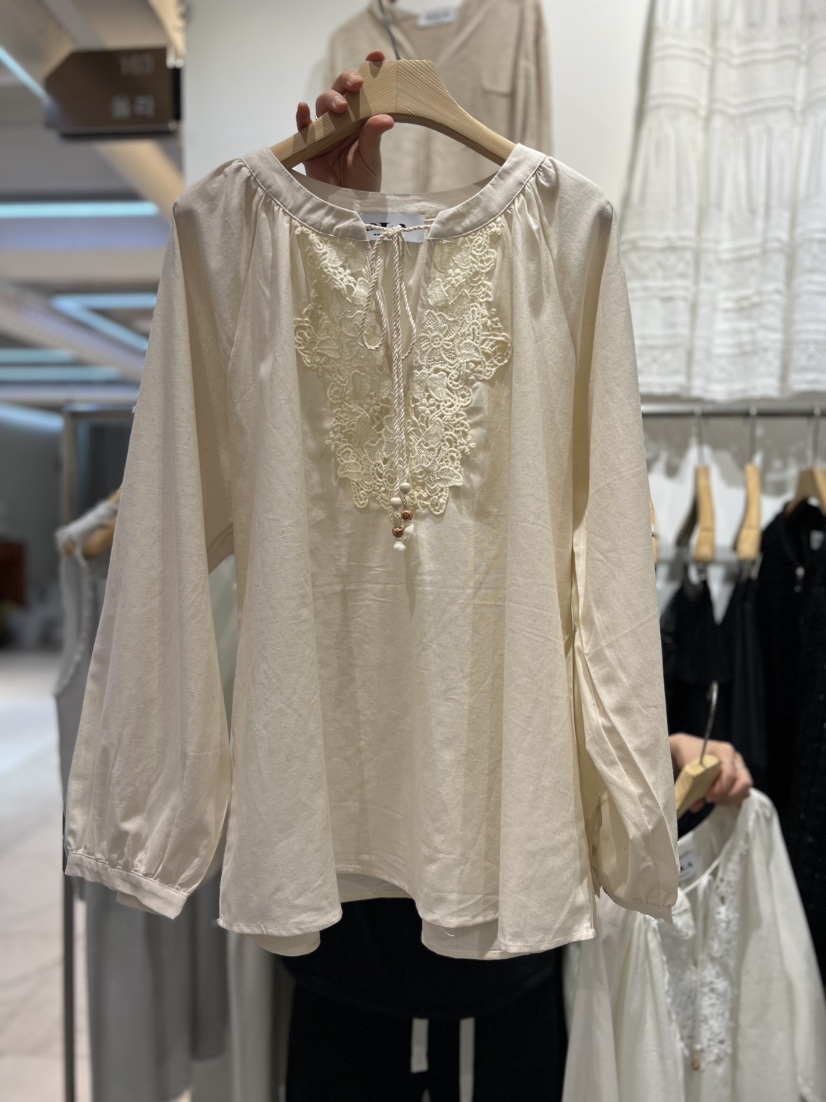 OLA韓國代購女裝新款休閑推薦26春夏熱賣人氣時尚襯衫蕾絲衫mellor/OLA襯衫/蕾絲衫圖色1