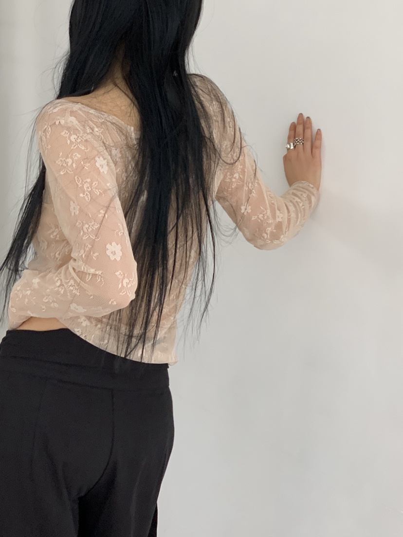 SUNDER MARKET韓國東大門直郵女士新款休閑人氣長袖T恤蕾絲SUNDER MARKET長袖T恤