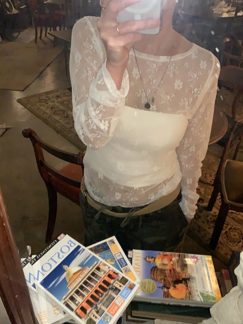 SUNDER MARKET韓國東大門直郵女士新款休閑人氣長袖T恤蕾絲SUNDER MARKET長袖T恤