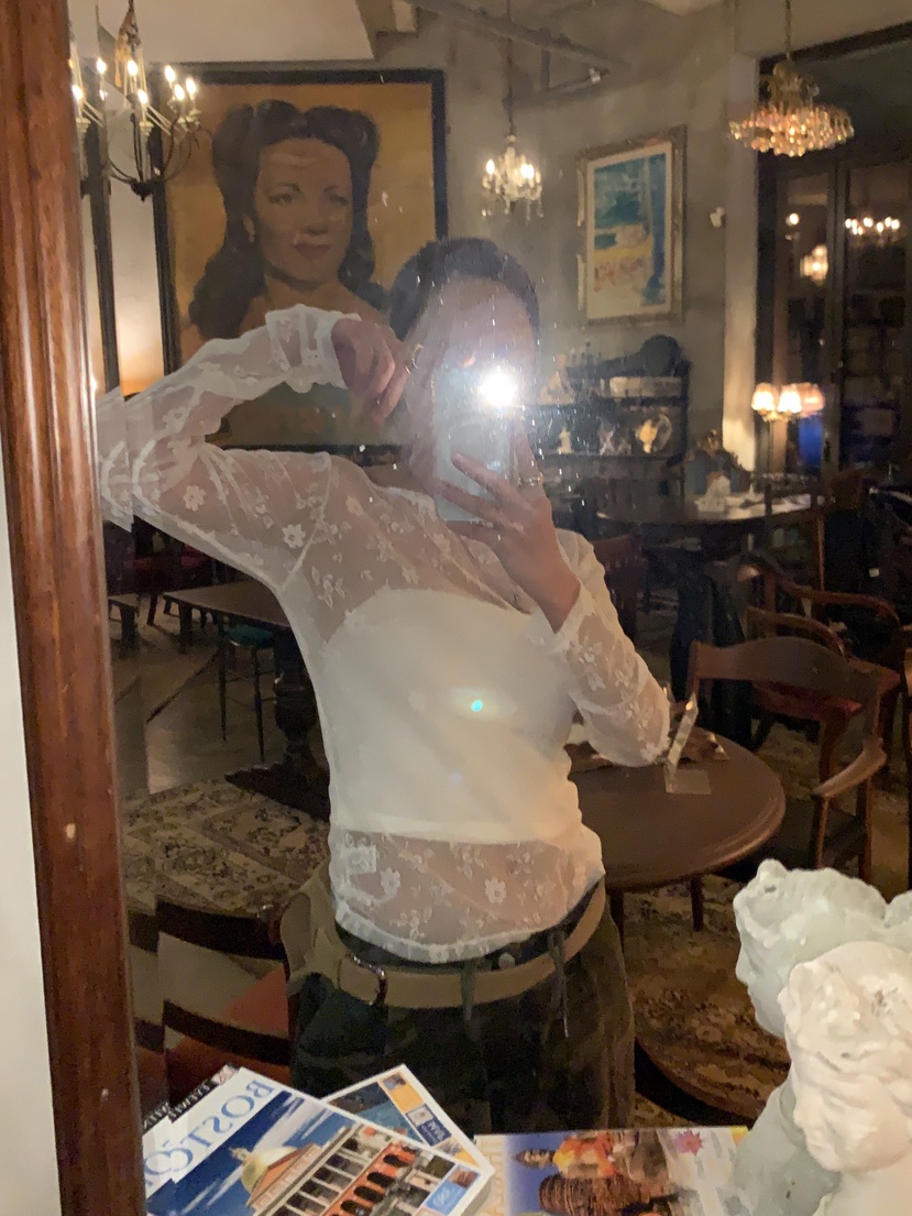 SUNDER MARKET韓國東大門直郵女士新款休閑人氣長袖T恤蕾絲SUNDER MARKET長袖T恤