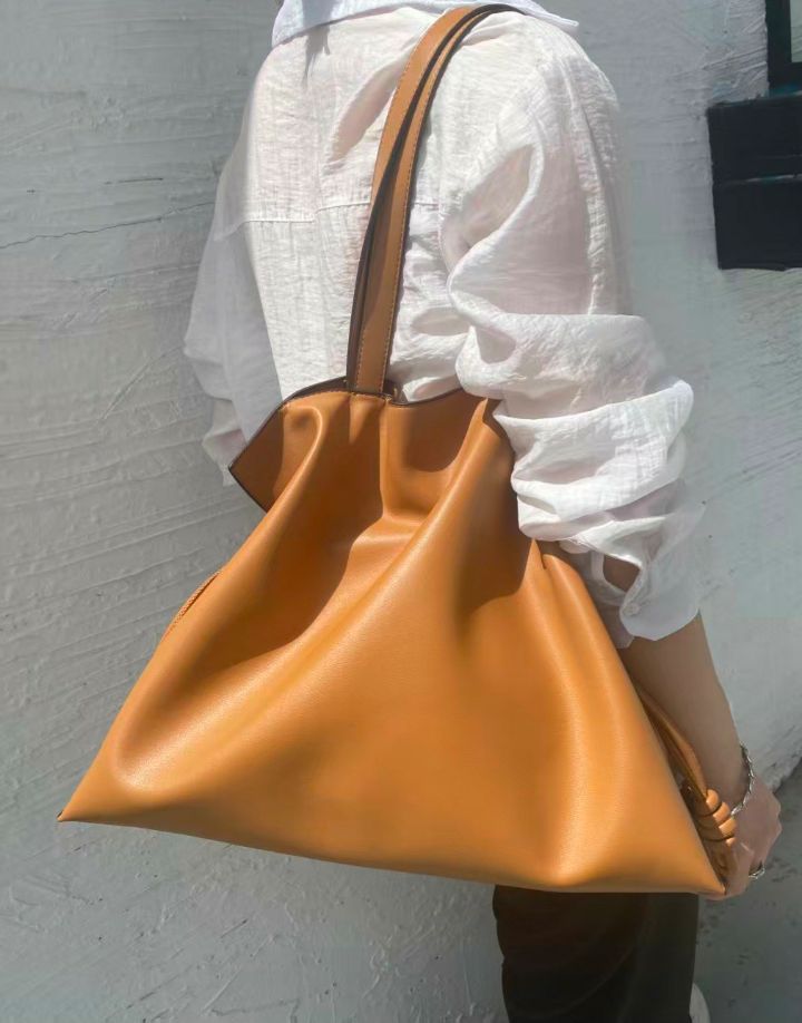 TROUVAILLE韓國代購女裝新品職業時尚單肩斜跨包牛皮褶皺TROUVAILLE單肩/斜跨包