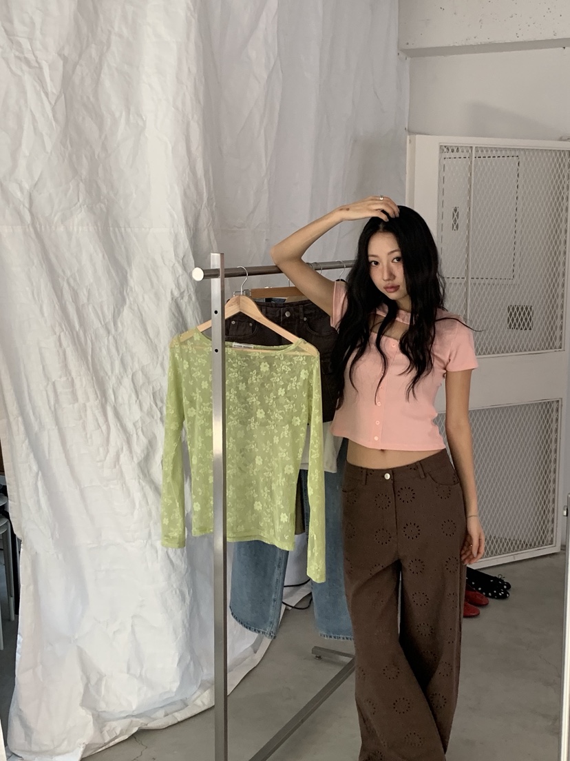 SUNDER MARKET韓國代購女士新款26春夏職業熱賣人氣T恤紐扣SUNDER MARKETT恤