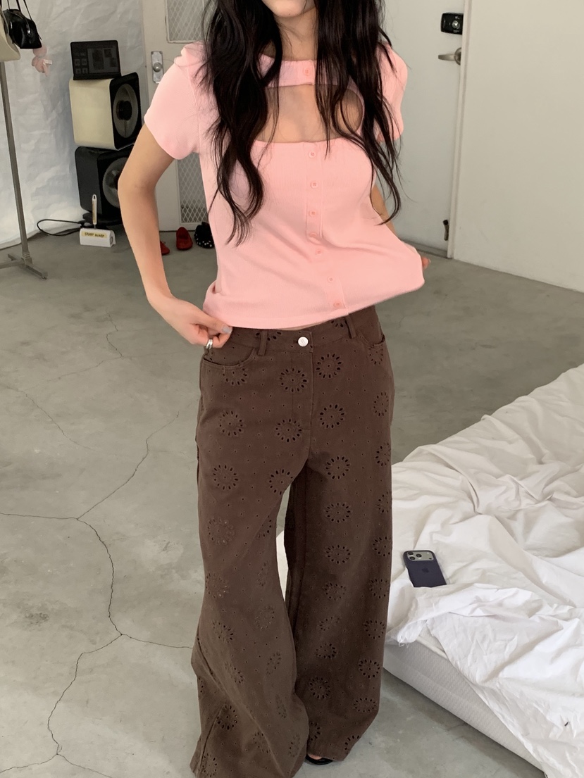 SUNDER MARKET韓國代購女士新款26春夏職業熱賣人氣T恤紐扣SUNDER MARKETT恤