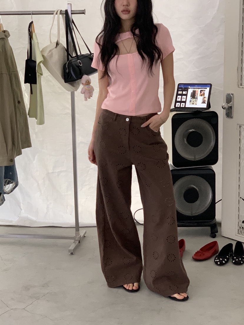 SUNDER MARKET韓國代購女士新款26春夏職業熱賣人氣T恤紐扣SUNDER MARKETT恤