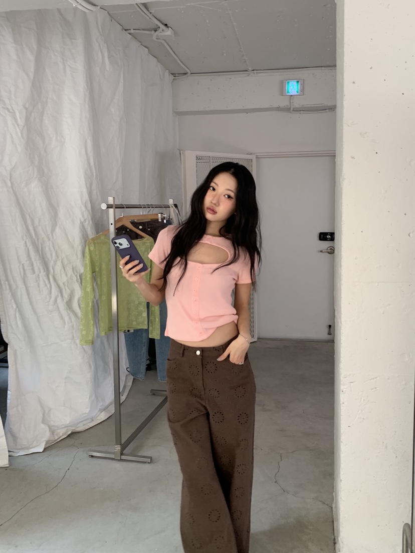 SUNDER MARKET韓國代購女士新款26春夏職業熱賣人氣T恤紐扣SUNDER MARKETT恤圖色3