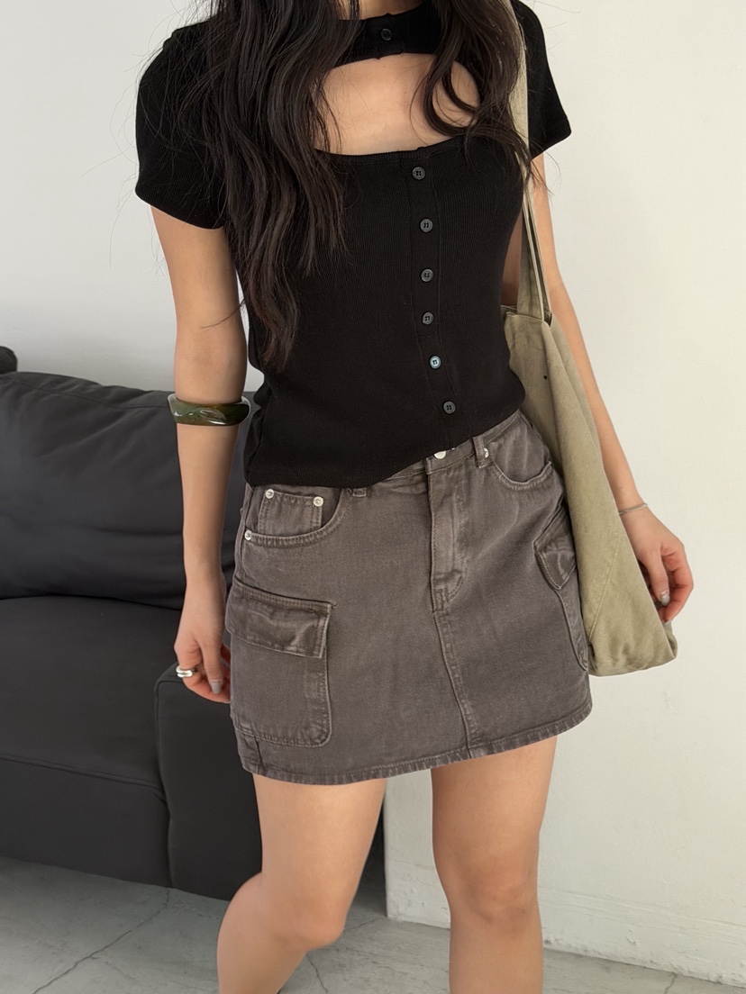 SUNDER MARKET韓國代購女士新款26春夏職業熱賣人氣T恤紐扣SUNDER MARKETT恤圖色4