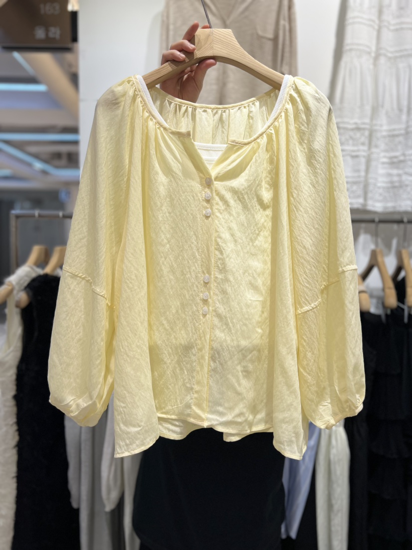 OLA韓國東大門代購女士新款26春夏休閑襯衫蕾絲衫不含吊帶mellor/OLA襯衫/蕾絲衫圖色2