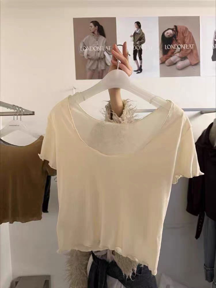 LONDON FLAT韓國東大門直郵女裝新品職業時尚推薦T恤天鵝絨LONDON FLATT恤