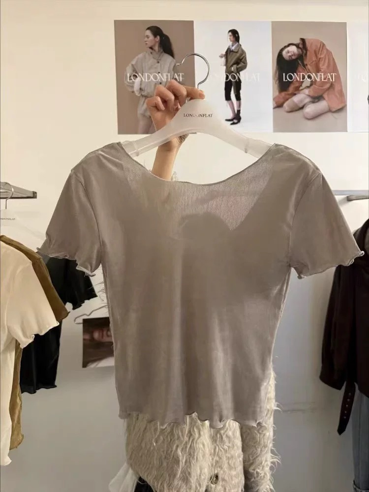 LONDON FLAT韓國東大門直郵女裝新品職業時尚推薦T恤天鵝絨LONDON FLATT恤圖色4