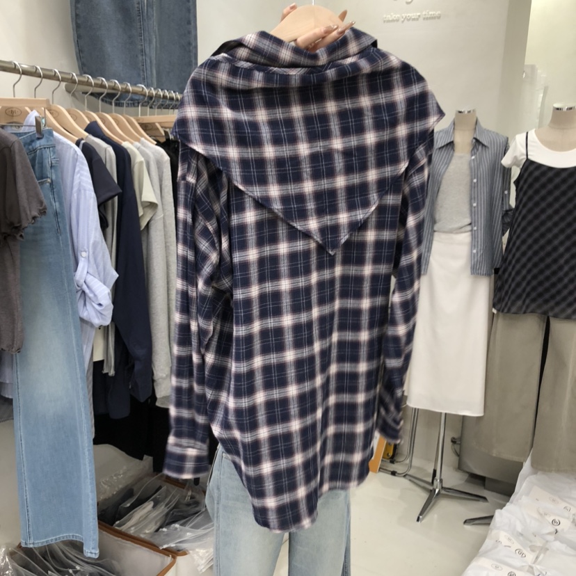 TAKE YOUE TIME韓國直郵實拍女士新品26春夏襯衫蕾絲衫披肩格紋TAKE YOUE TIME襯衫/蕾絲衫