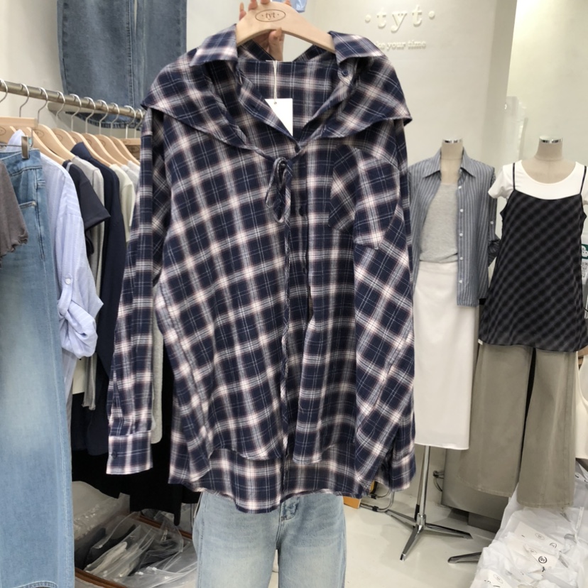 TAKE YOUE TIME韓國直郵實拍女士新品26春夏襯衫蕾絲衫披肩格紋TAKE YOUE TIME襯衫/蕾絲衫圖色2