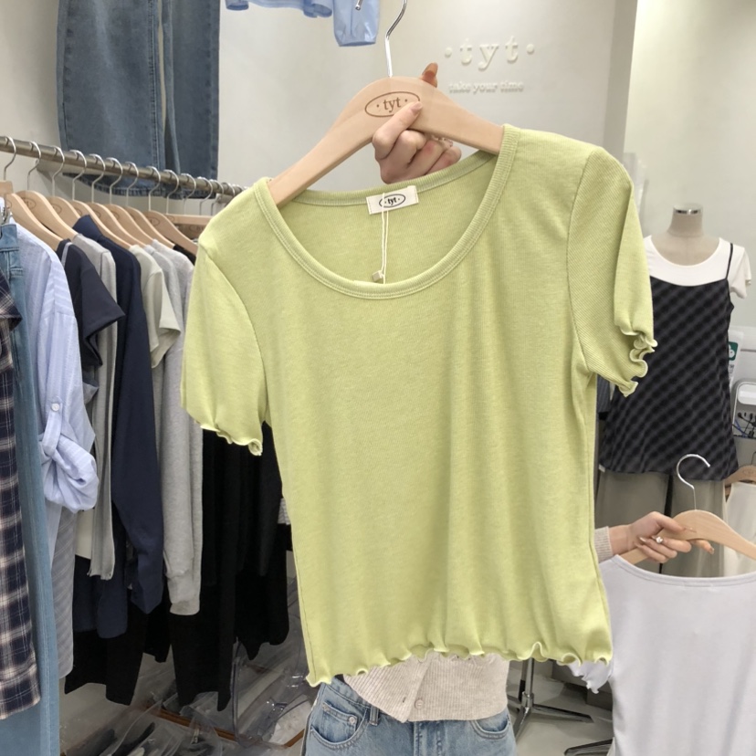 TAKE YOUE TIME韓國直郵女裝新品熱賣26春夏推薦職業T恤TAKE YOUE TIMET恤圖色2