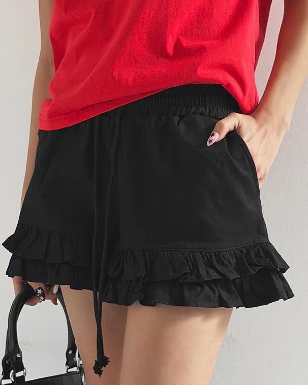 ANAG韓國直郵女裝新款26春夏休閑時尚真品短褲荷葉邊水洗anag/OPENING TITLE短褲圖色2