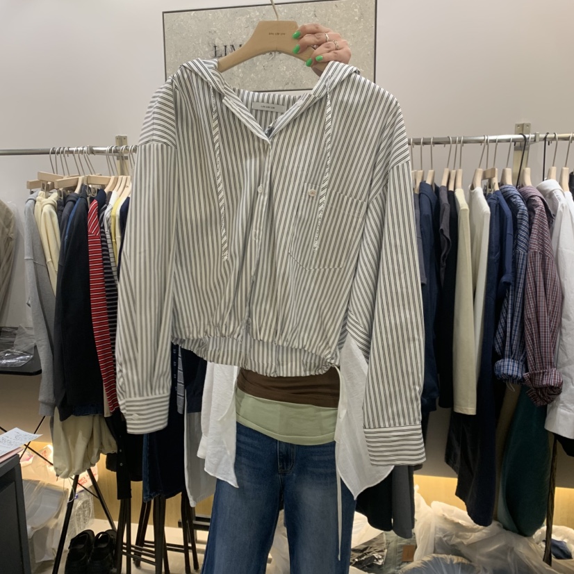 LIMLIMLIM韓國代購女裝新品休閑人氣襯衫蕾絲衫連帽衫條紋LIM LIM LIM襯衫/蕾絲衫圖色1