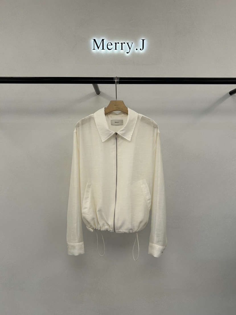 MERRY-J韓國東大門代購女裝新品26春夏熱賣夾克歐根紗拉鏈MERRY-J夾克圖色1