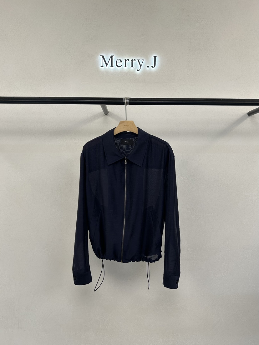 MERRY-J韓國東大門代購女裝新品26春夏熱賣夾克歐根紗拉鏈MERRY-J夾克圖色2