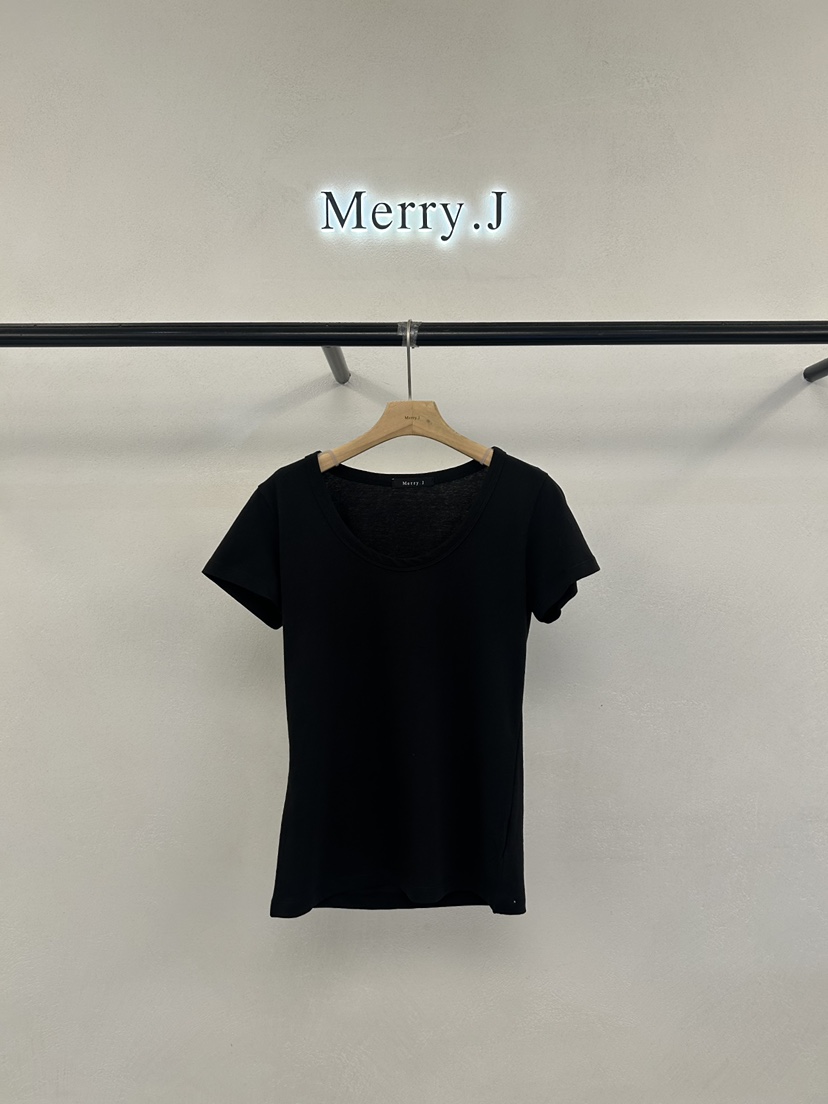 MERRY-J韓國代購女士新款推薦人氣休閑時尚熱賣26春夏T恤MERRY-JT恤圖色3黑色