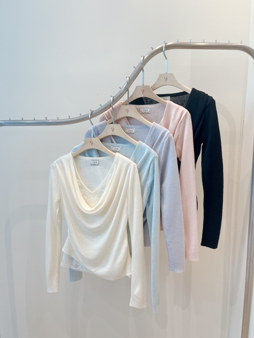 OVE韓國東大門直郵女裝新款人氣26春夏熱賣職業針織衫假兩件OVE針織衫