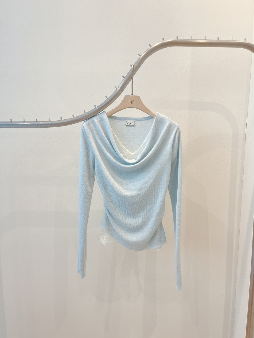 OVE韓國東大門直郵女裝新款人氣26春夏熱賣職業針織衫假兩件OVE針織衫圖色5