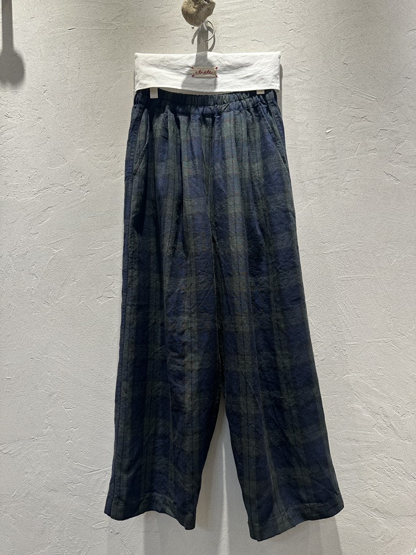 AT NOTE韓國東大門代購女裝新品人氣時尚休閑褲格紋亞麻AT NOTE休閑褲圖色1