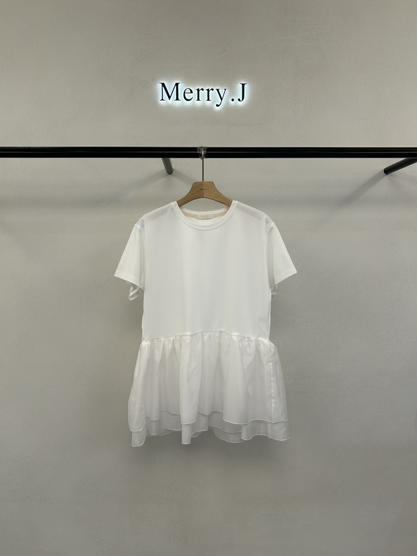 MERRY-J韓國直郵女士新款熱賣時尚26春夏襯衫蕾絲衫歐根紗MERRY-J襯衫/蕾絲衫圖色1