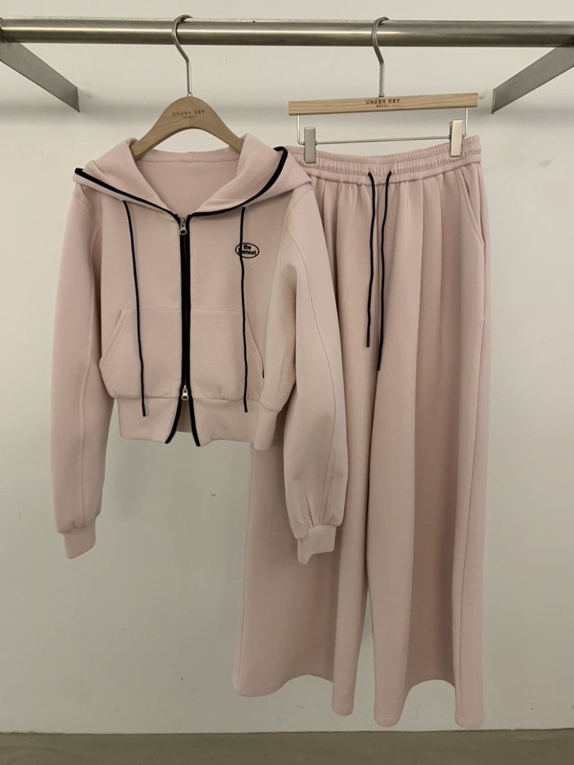 UNDER KEY韓國東大門代購女士新品熱賣人氣套裝連帽衫拉鏈UNDER KEY套裝圖色1